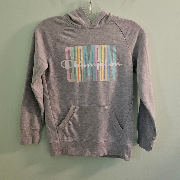 Champion Casual Sporty Grey Hoodie with Colorful Loud Logo Size Medium Girl - Picture 1 of 15